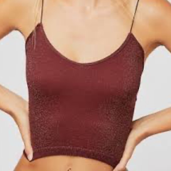 🍒FREE PEOPLE INTIMATELY FREE BRICK GLITTER CAMISOLE TOP SIZE S/XS🍒 - Picture 1 of 5